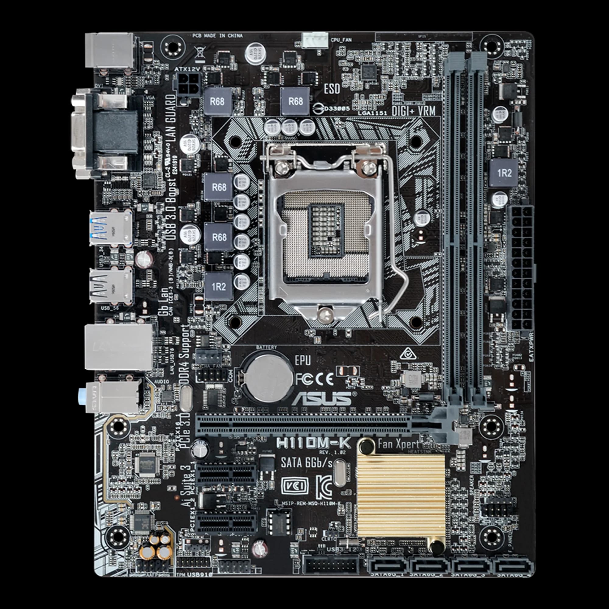Mainboard ASUS PRIME H110M-K (LGA1151) — không tấm chắn I/O — linh kiện máy tính tại RIGPC TP.HCM