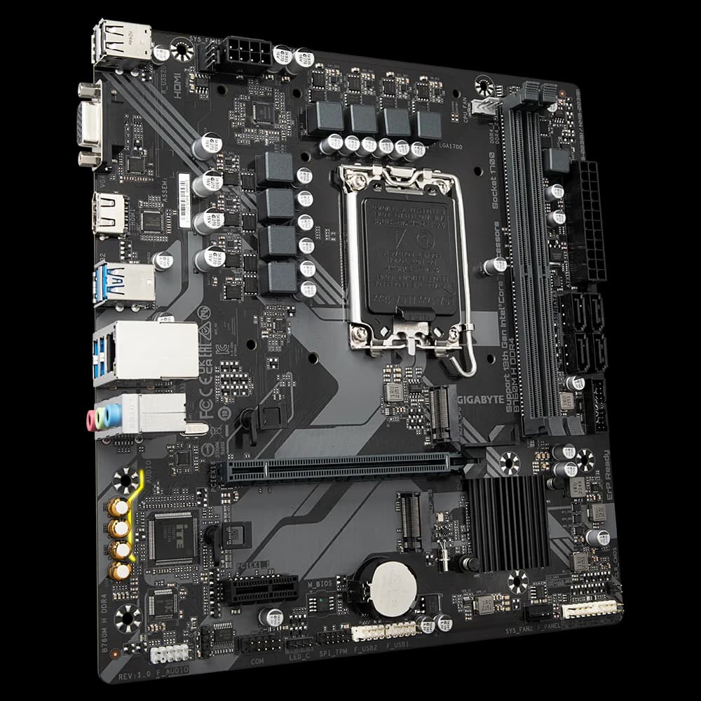 Mainboard Gigabyte B760M-H (LGA1700, DDR4) — không tấm chắn I/O — linh kiện máy tính tại RIGPC TP.HCM