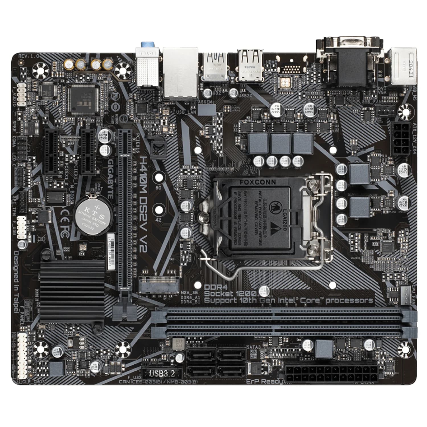 Mainboard Gigabyte H410 DS2V V2 (LGA1200) — không tấm chắn I/O — linh kiện máy tính tại RIGPC TP.HCM