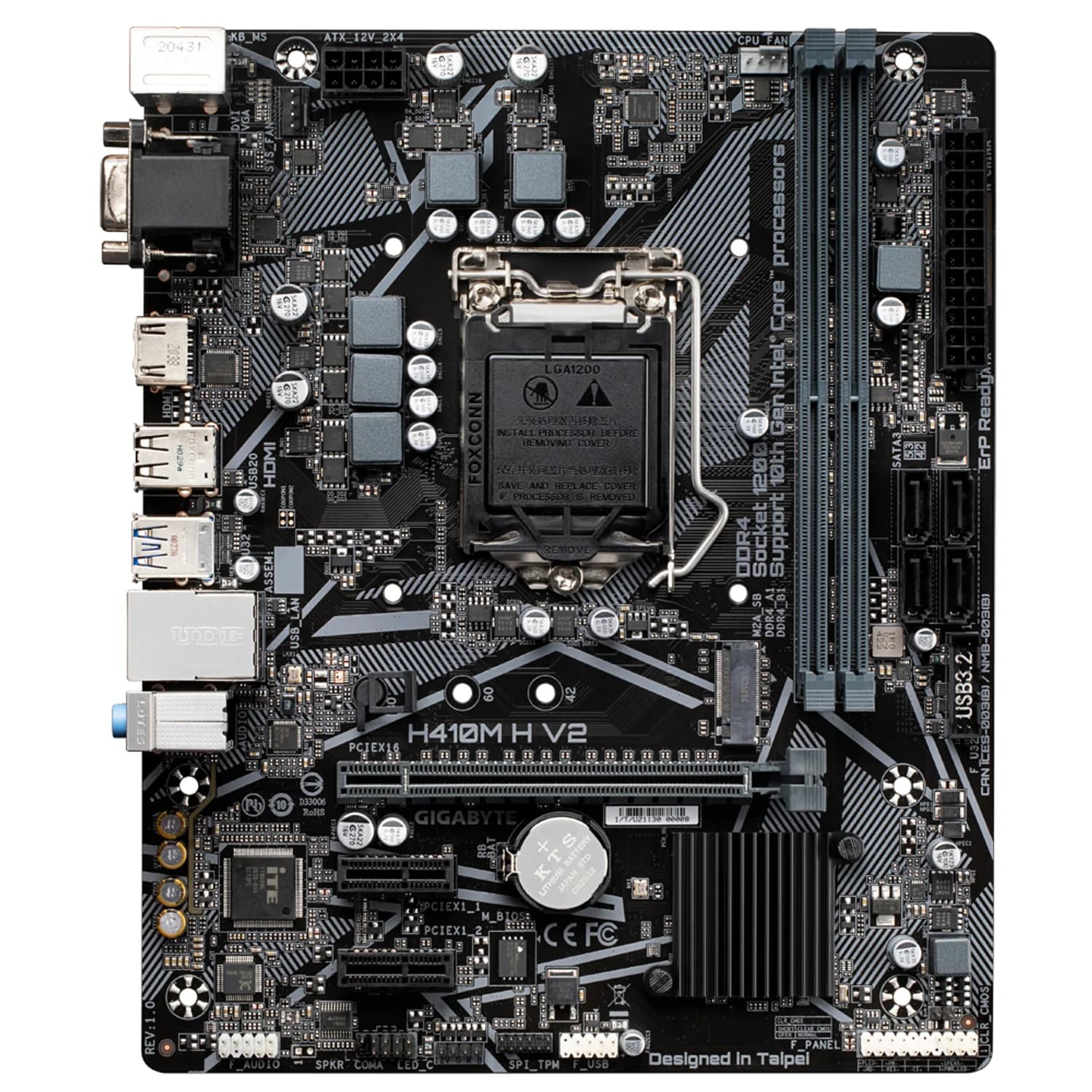 Mainboard Gigabyte H410 H V2 (LGA1200) — không tấm chắn I/O — linh kiện máy tính tại RIGPC TP.HCM