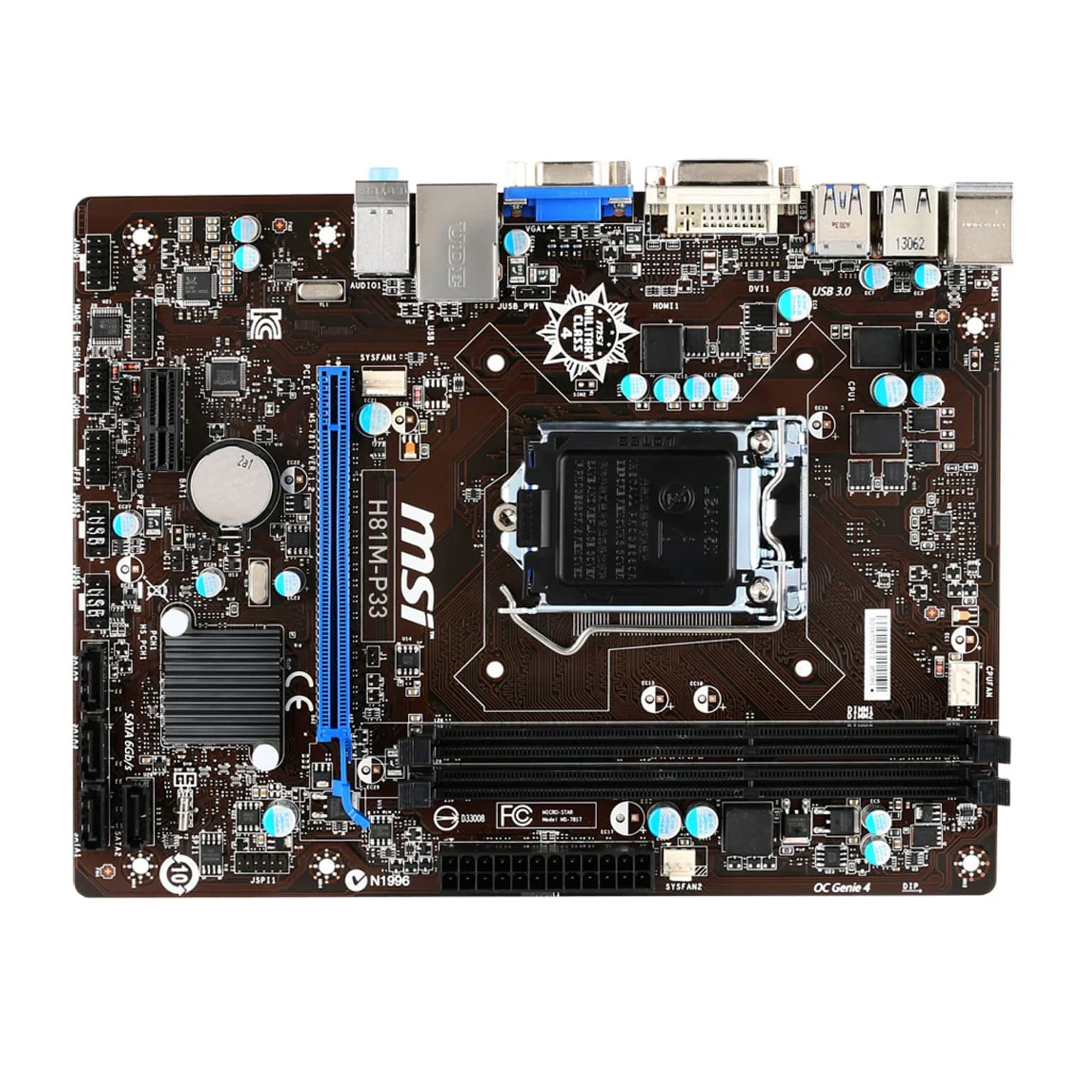 Mainboard MSI H81M-P33 (LGA1150) — không tấm chắn I/O — linh kiện máy tính tại RIGPC TP.HCM