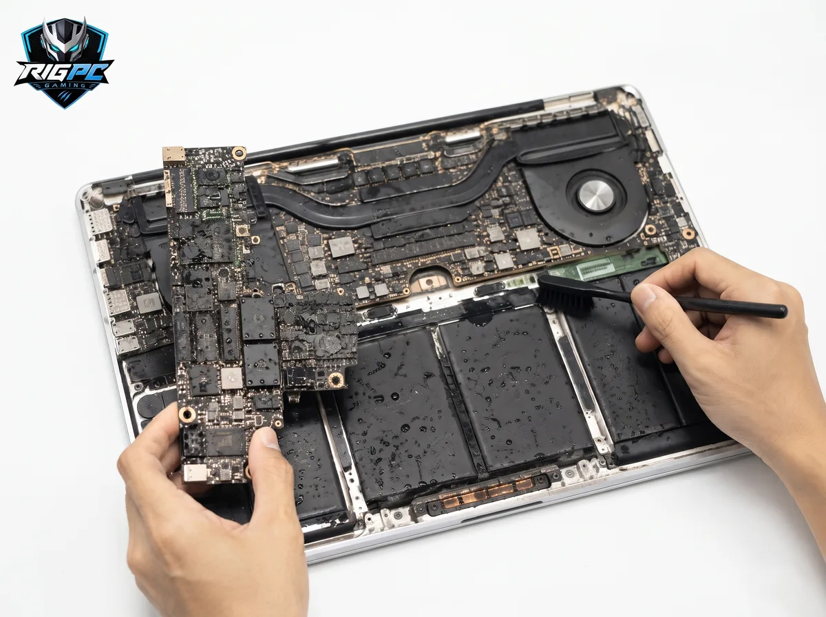 Linh kiện — Cấp cứu MacBook vào nước thực tế tại RIGPC